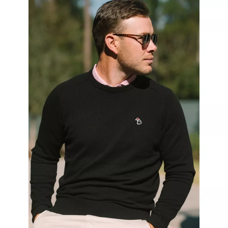 007 CASHMERE CREWNECK | SANTA HAT | BLACK BLACK