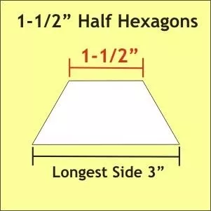1-1-2-half-hexagons-large-pack-300-pieces-paper-pieces 1 1/2" Half Hexagons Large Pack (300 pieces) | Paper Pieces