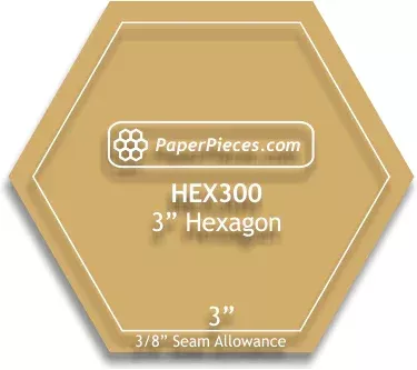 3-hexagons-3-8-acrylic-template-paper-pieces 3" Hexagons 3/8" Acrylic Template | Paper Pieces
