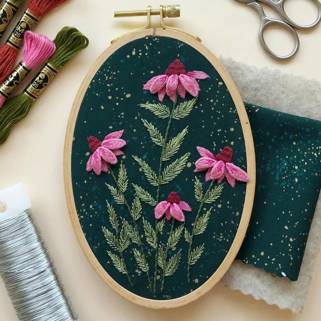 3d-coneflowers-embroidery-kit-by-m-creative-j 3D Coneflowers Embroidery Kit by M Creative J