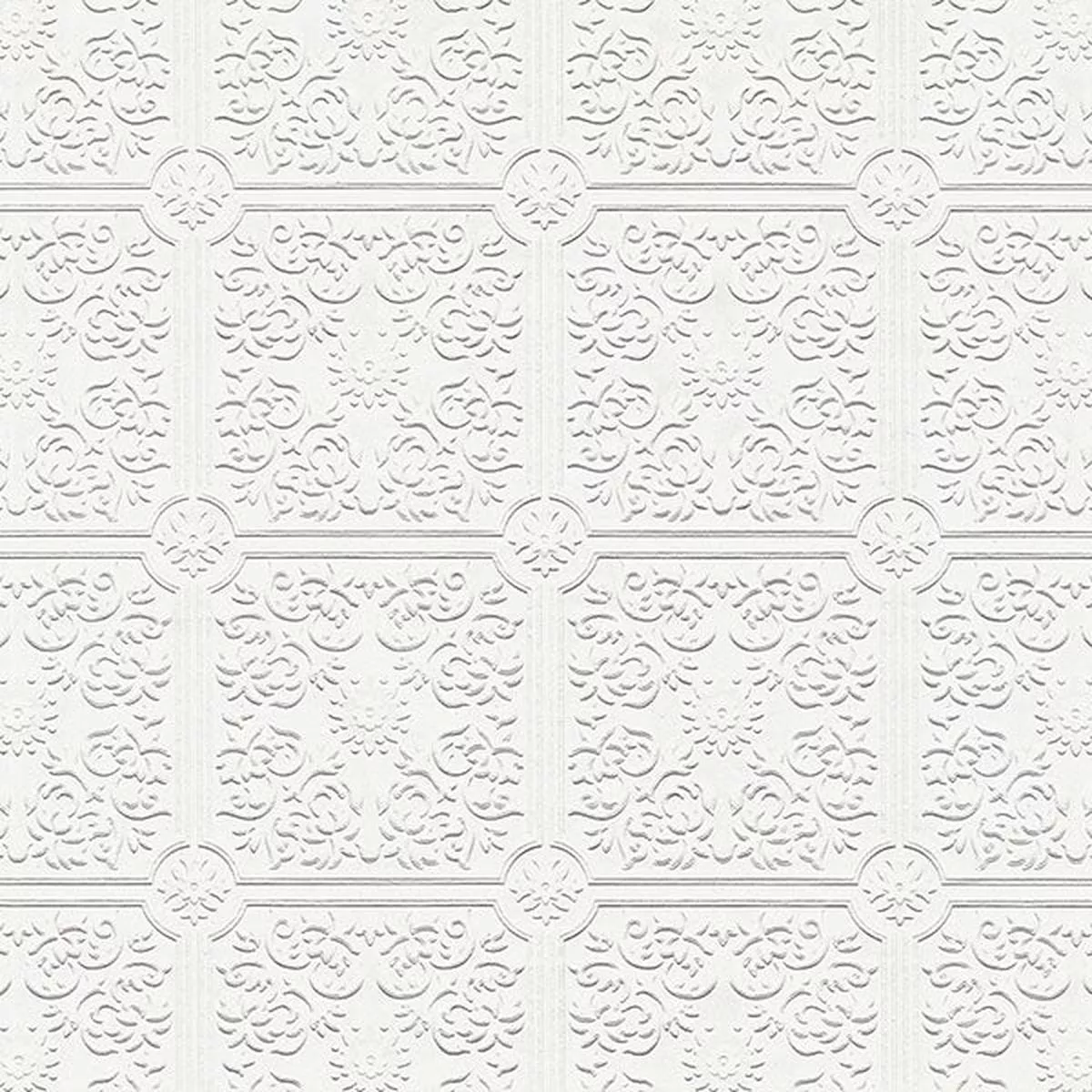 4000-96291 Nico White Tin Ceiling Square Paintable Wallpaper
