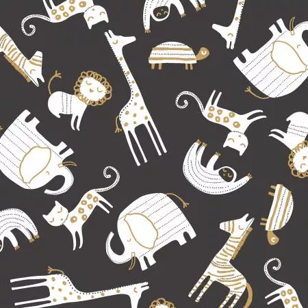 43491-1 Charcoal Tossed Animals