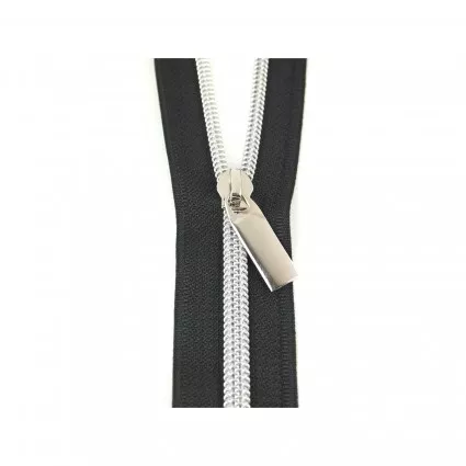 #5 Zipper by the Yard NavyTape/Nickel Coil 9 Pulls 108"