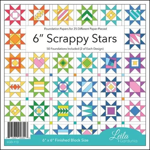 6-scrappy-stars-foundation-paper-piece-pad-25-different-designs 6" Scrappy Stars Foundation Paper Piece Pad 25 Different Designs