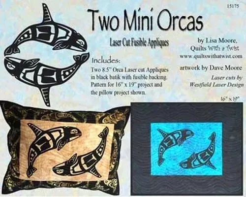8" Orca Pair Laser Cut Ready to Fuse Applique