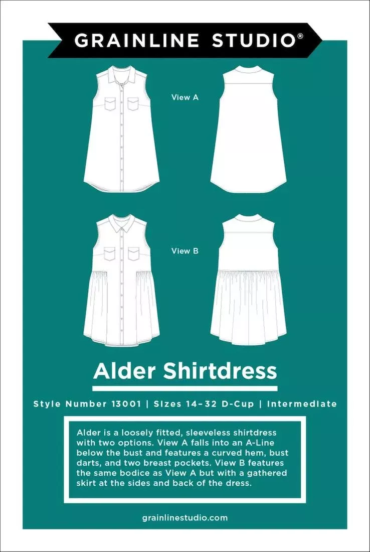 Alder Dress by Grainline Studio (Sizes 14-32)