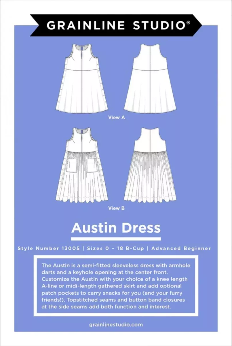 Austin Dress by Grainline Studio (Sizes: 0-18)