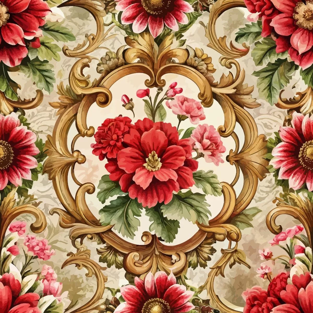 Baroque Florals Pattern 13 Quilting Cotton Fabric