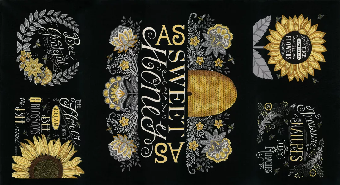 Bee Grateful Panel Ebony PER PANEL