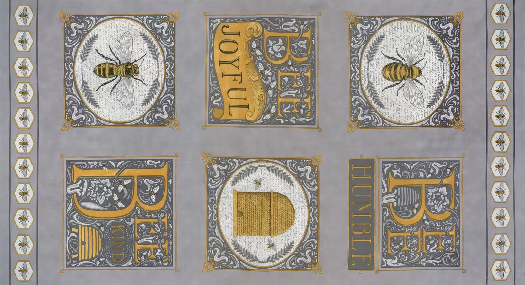 Bee Joyful Panel 24 x 44 Dove Grey