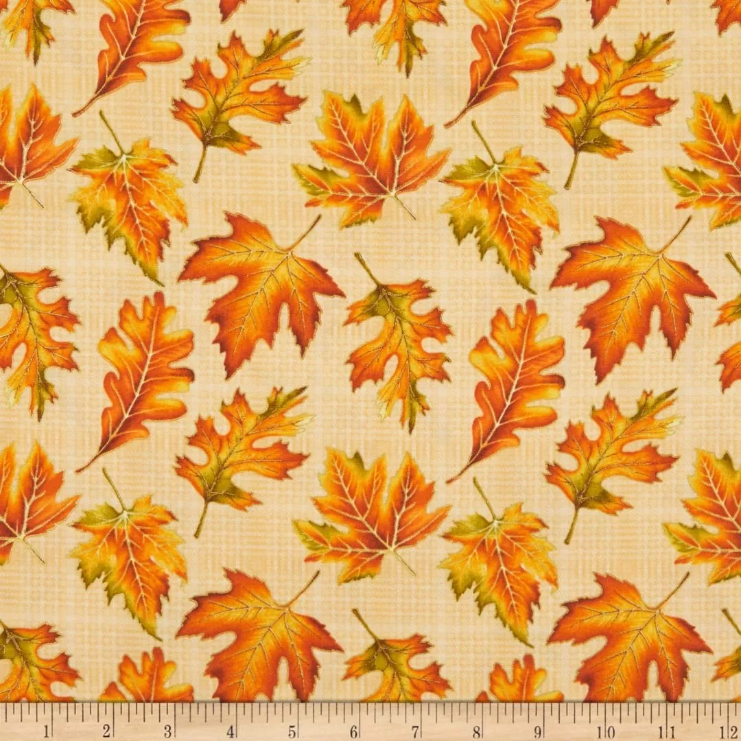 Benartex Autumn Elegance-Leaf Allover Bisque