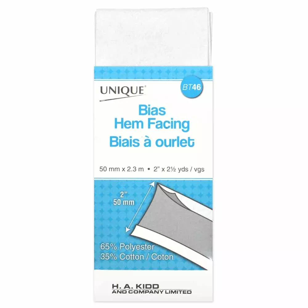 Bias Hem Facing Precut - 50mm x 2.3m - Unique Brand