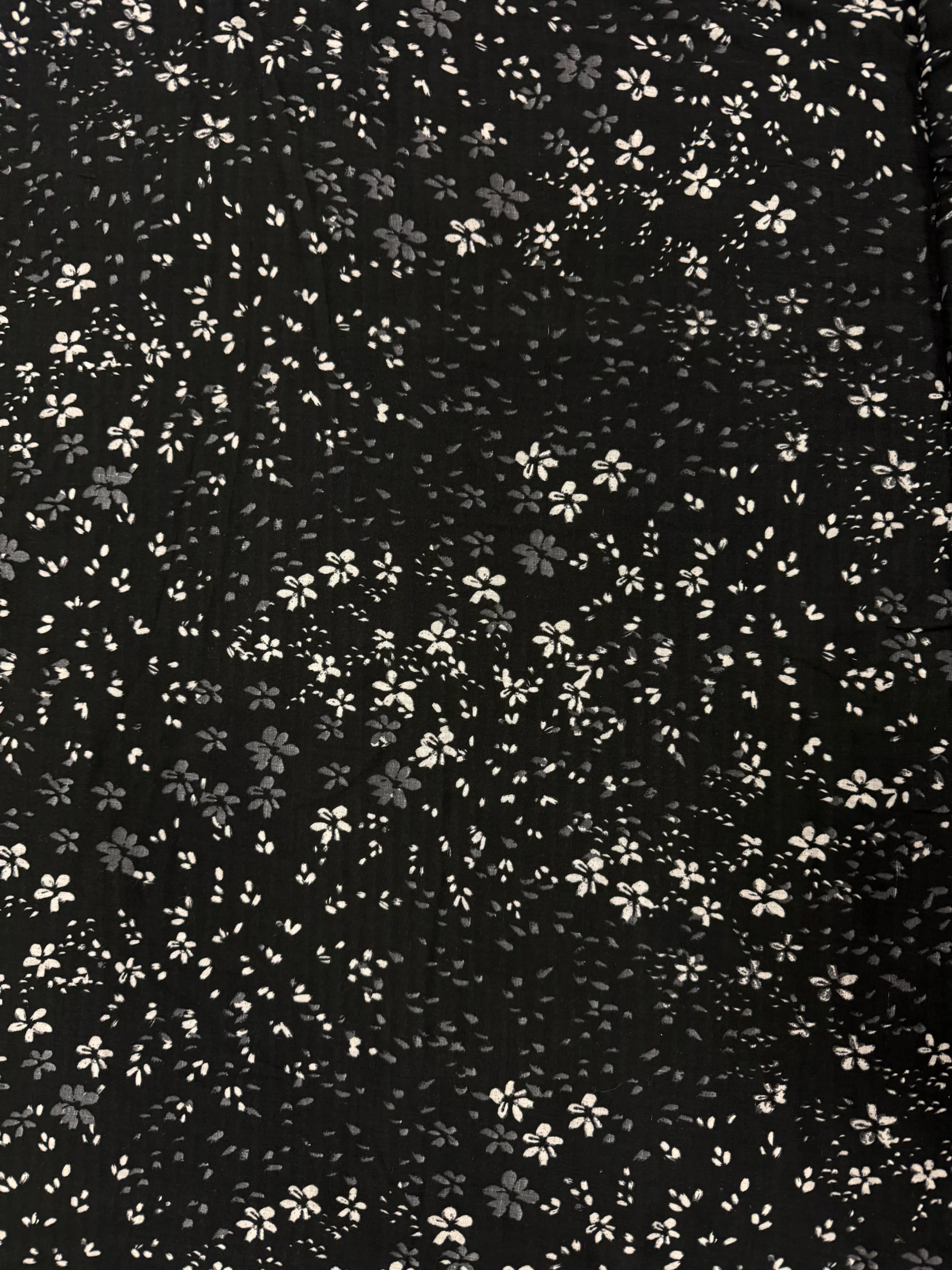 Black With White Flowers | Cotton Voile