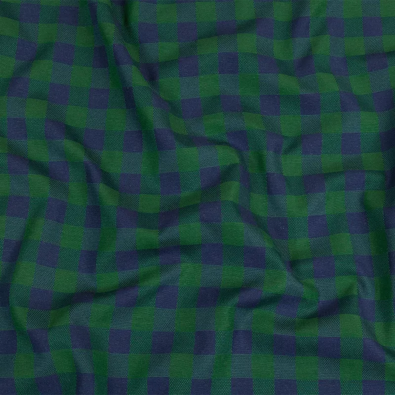 blue-green-checkered-cotton-polyester-dobby Blue and Green Checkered Cotton and Polyester Dobby