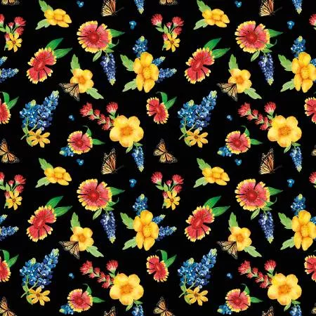 Bluebonnet Breeze Flowers Black