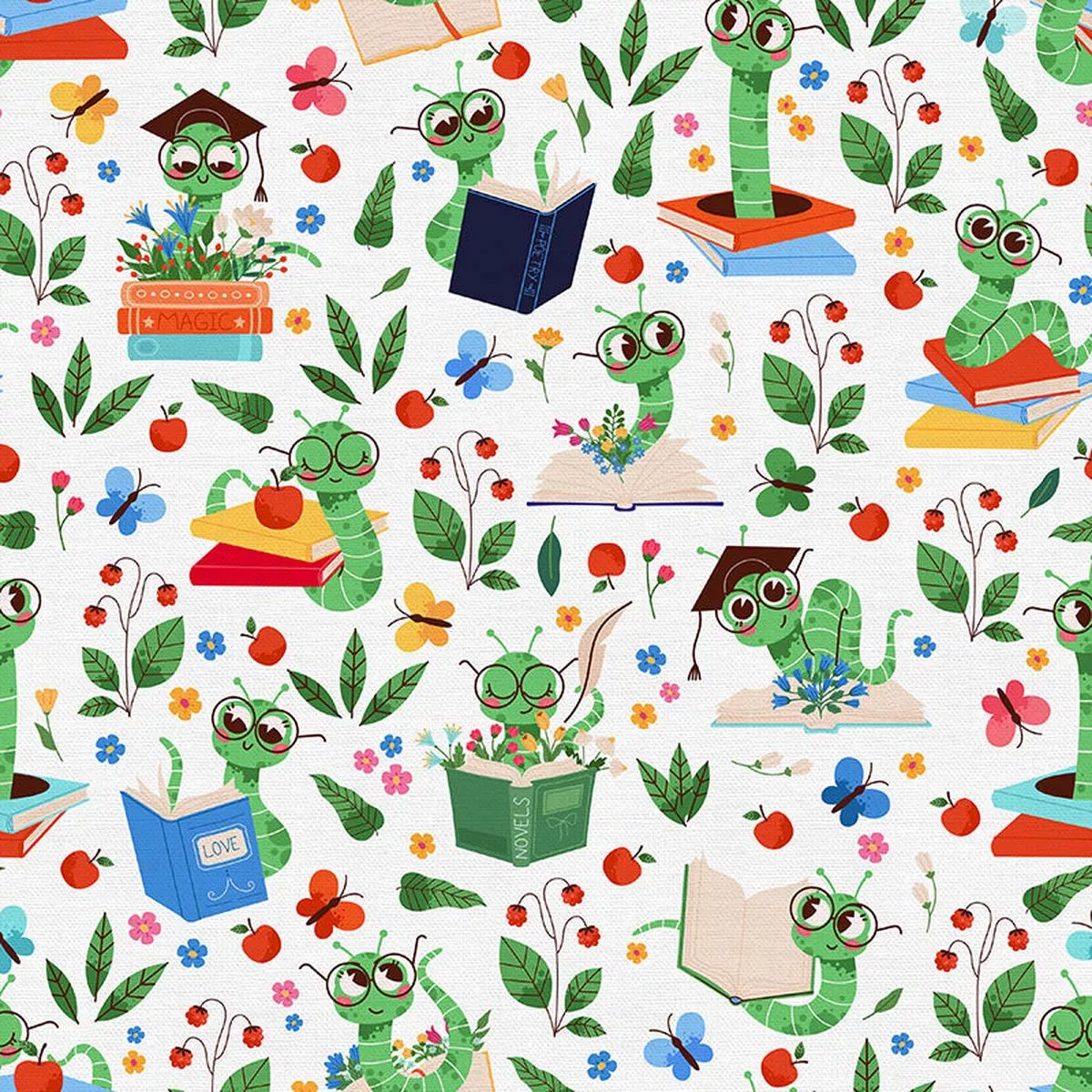 book-worm-quilting-cotton-wide Book Worm – Quilting Cotton – Wide