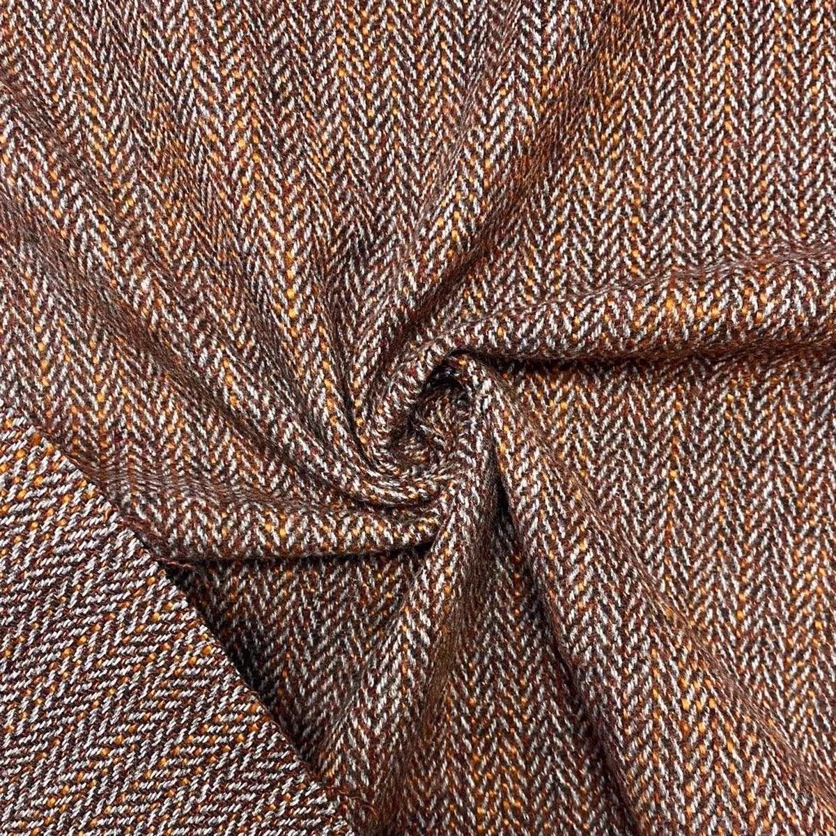 brown-burnt-orange-herringbone-wool-mix-fabric Brown/Burnt Orange Herringbone Wool Mix Fabric