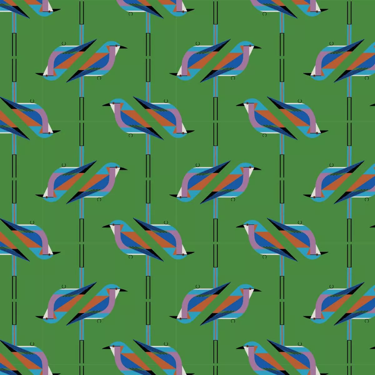 charley-harper-lilac-breasted-roller-poplin Charley Harper Lilac Breasted Roller Poplin