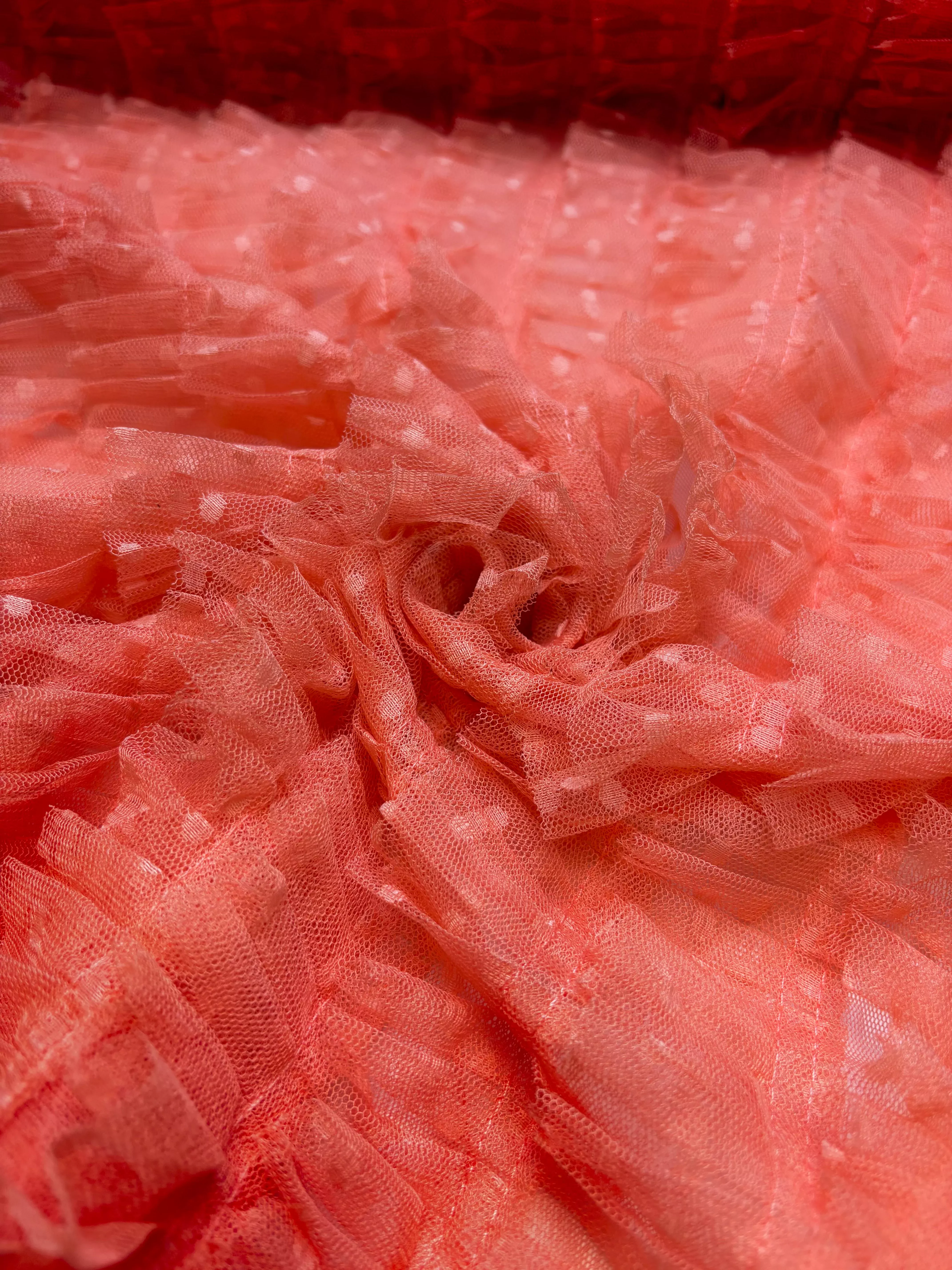 Coral Dotted Frills | Tulle