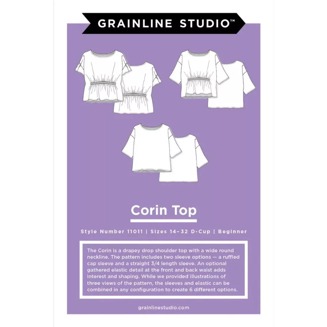 Corin Top Sizes by Grainline Studio (Sizes: 0-18)