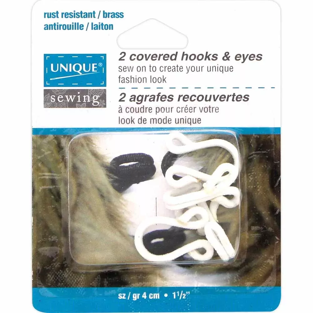 Covered Hook & Eyes - 4cm - 2 sets - UNIQUE