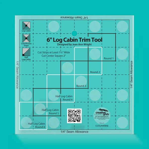 Creative Grids 6in Log Cabin Trim Tool Quilt Ruler