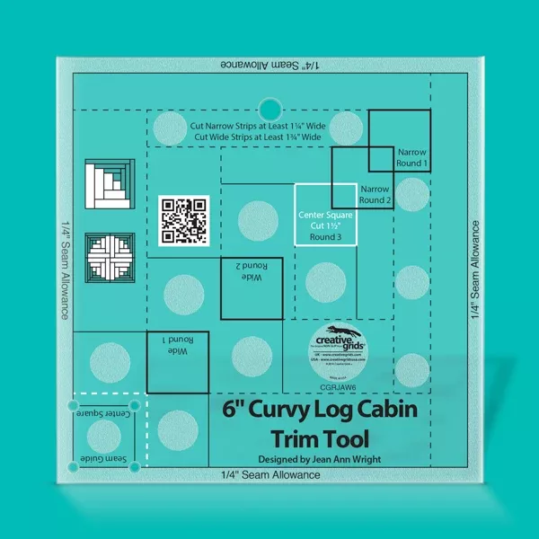Creative Grids Curvy Log Cabin Trim Tool 6in Finished Blocks Quilt Ruler Designed By Jean Ann Wright
