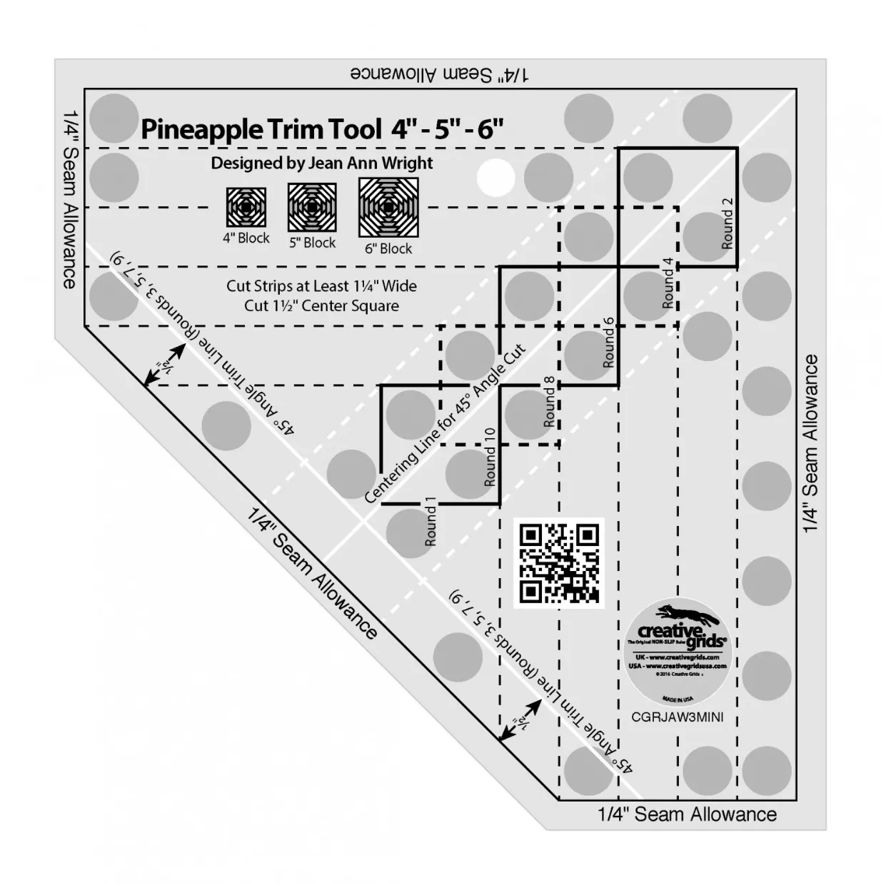 creative-grids-pineapple-trim-tool-mini-quilt-ruler Creative Grids Pineapple Trim Tool Mini Quilt Ruler