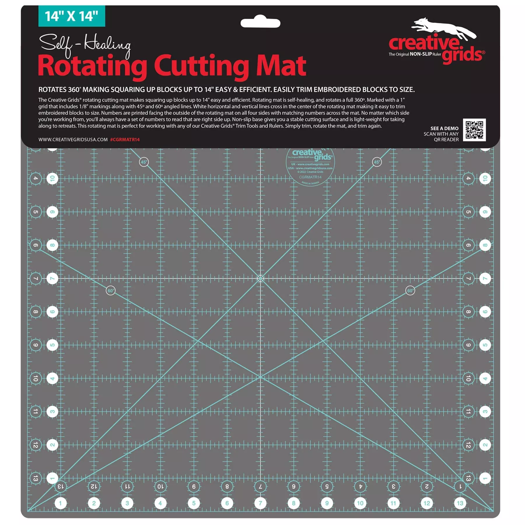 creative-grids-self-healing-rotating-cutting-mat-14in-x-14in Creative Grids Self-Healing Rotating Cutting Mat 14in x 14in