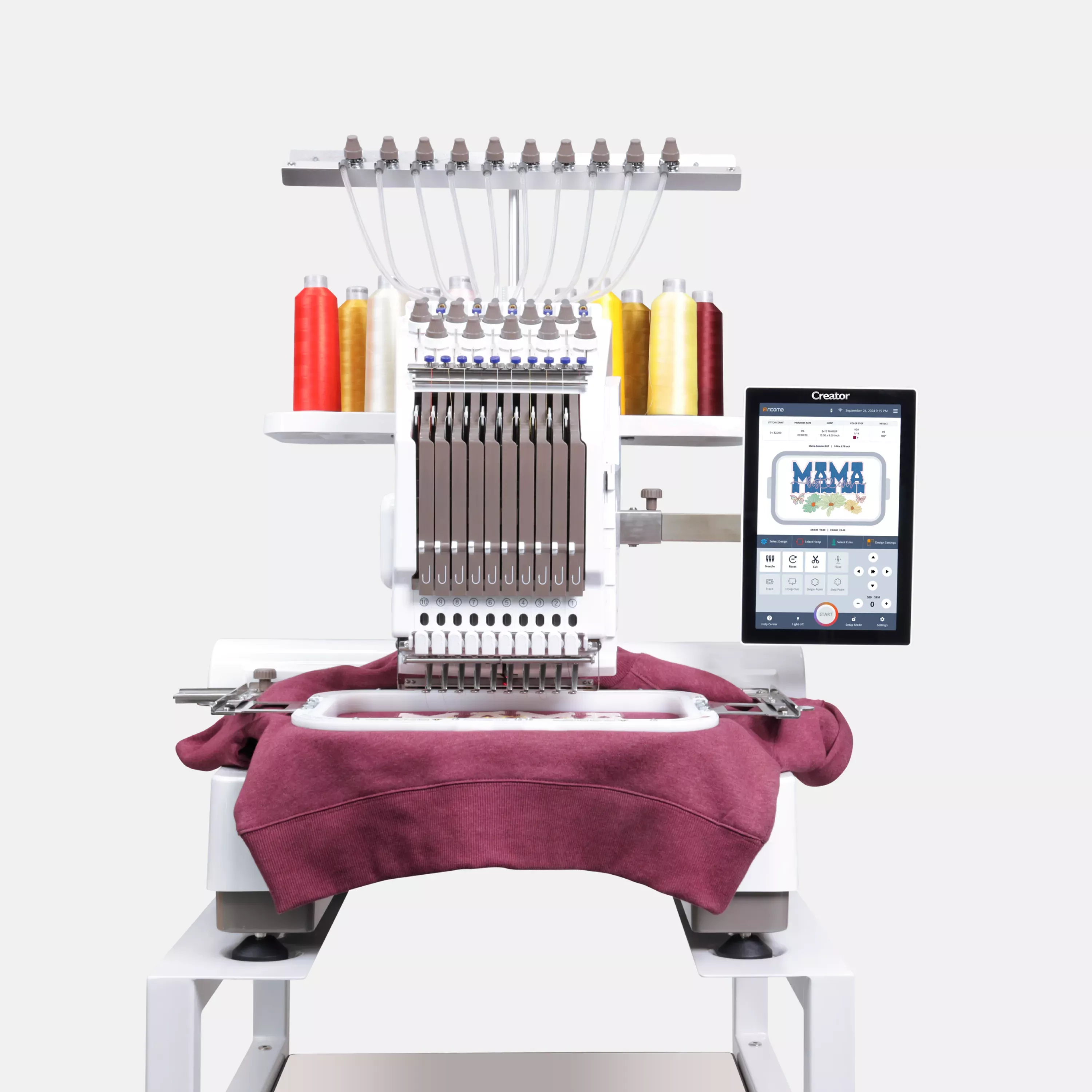 Creator 10 Needle Embroidery Machine for Crafters with 10.1" Touchscreen Panel