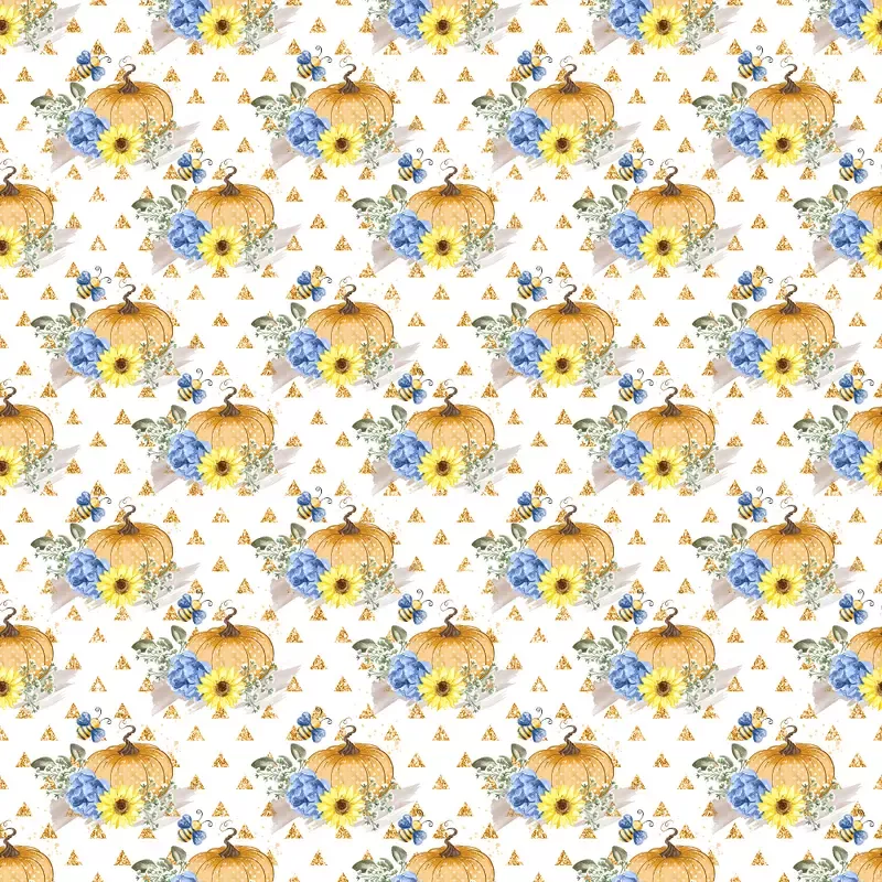 decorative-pumpkins-triangles-fabric-white Decorative Pumpkins & Triangles Fabric – White