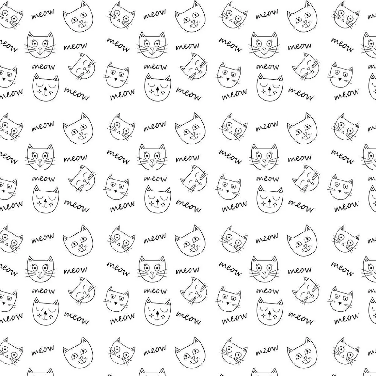 Digitally Printed Cats And Script Fabric