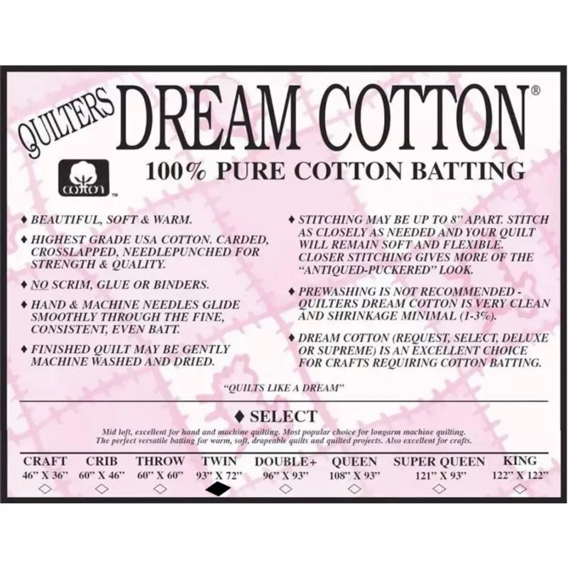 dream-cotton-batting-select-natural-twin Dream Cotton Batting - Select Natural Twin