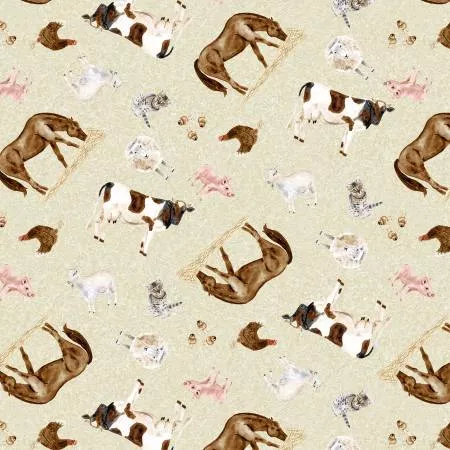 Ecru Barn Animals 8 Inch repeat