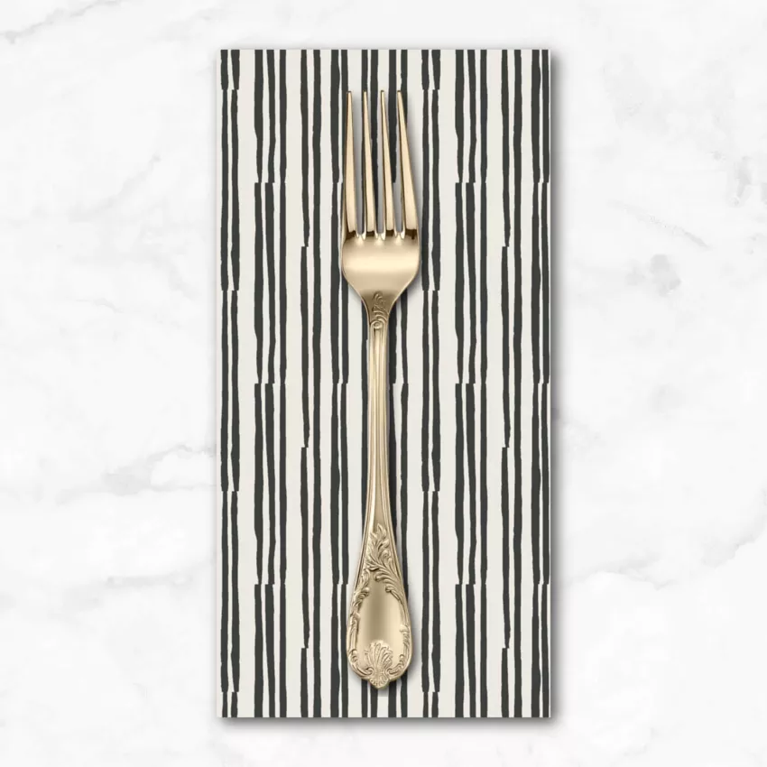 evermore-irregular-stripe-in-black-dinner-napkin Evermore, Irregular Stripe in Black, Dinner Napkin