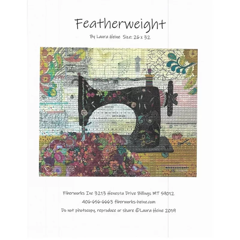 featherweight-sewing-machine-collage-pattern-lhfwfeath-special-order Featherweight The Sewing Machine Collage Pattern # LHFWFEATH- Special Order