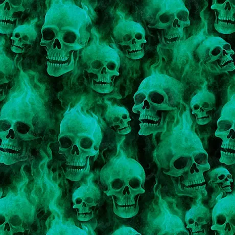 Flaming Skulls – Jade