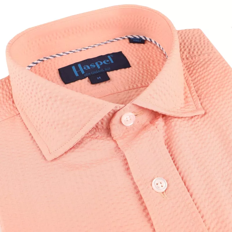 freret-short-sleeve-solid-peach-seersucker Freret Short Sleeve Solid Peach Seersucker