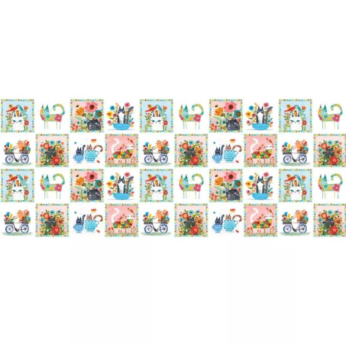 garden-cats-squares-multi-by-terry-runyan Garden Cats Squares Multi by Terry Runyan