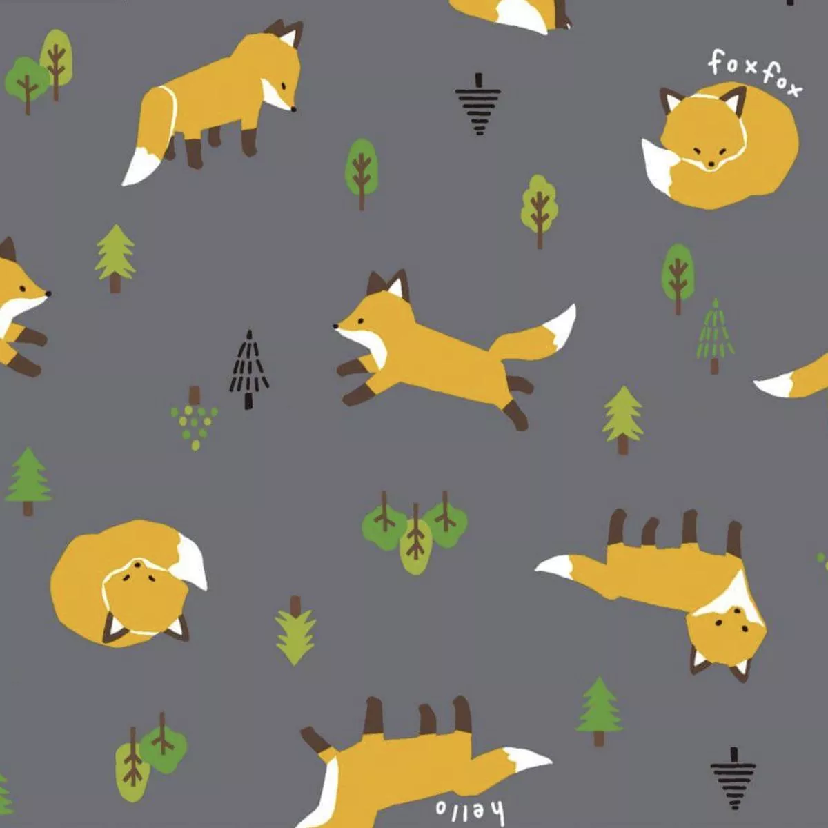Gold Foxes on Gray Oxford by Cosmo