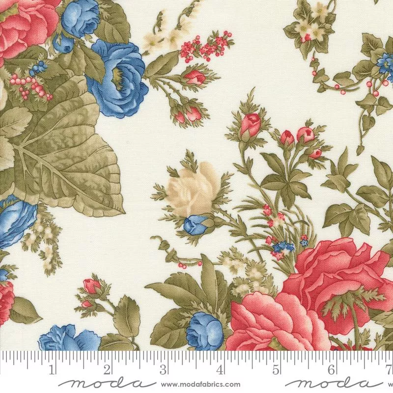 Grand Haven Cabbage Rose Florals Cream 14980 11 Minick & Simpson for Moda