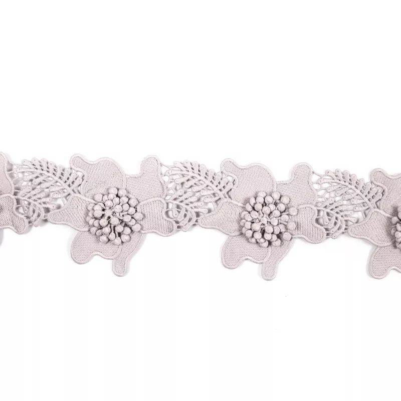 gray-3d-floral-lace-trim-3-5 Gray 3D Floral Lace Trim – 3.5″
