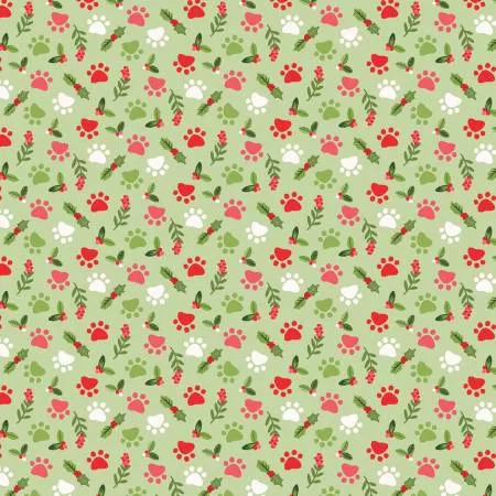 Green Holiday Paw Prints