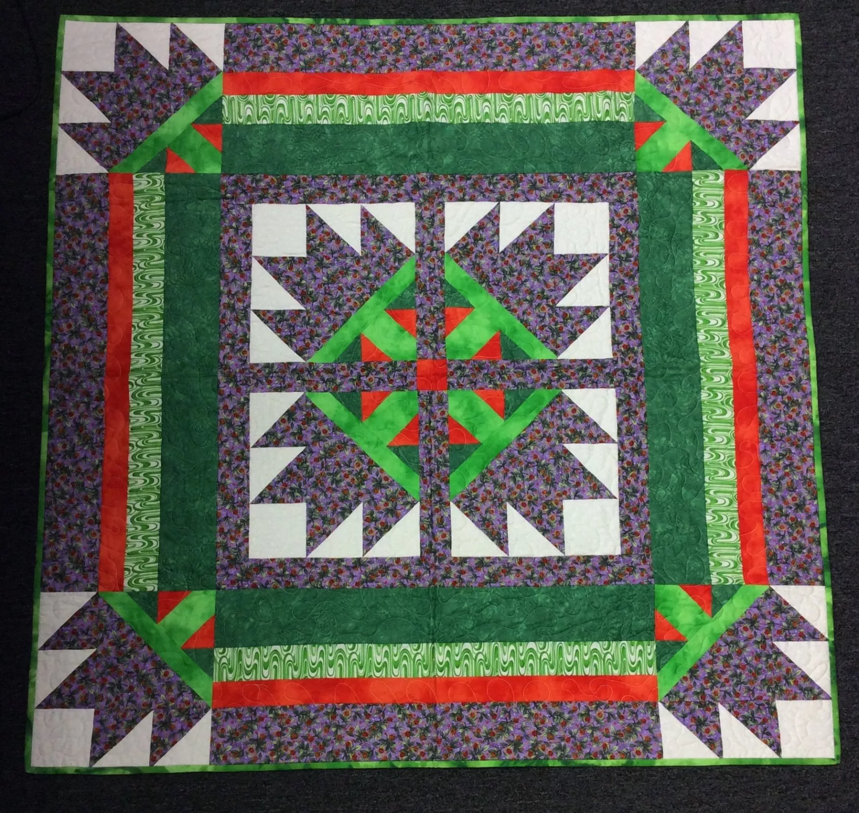 green-purple-w-lady-bugs-quilt Green/Purple w/lady bugs Quilt