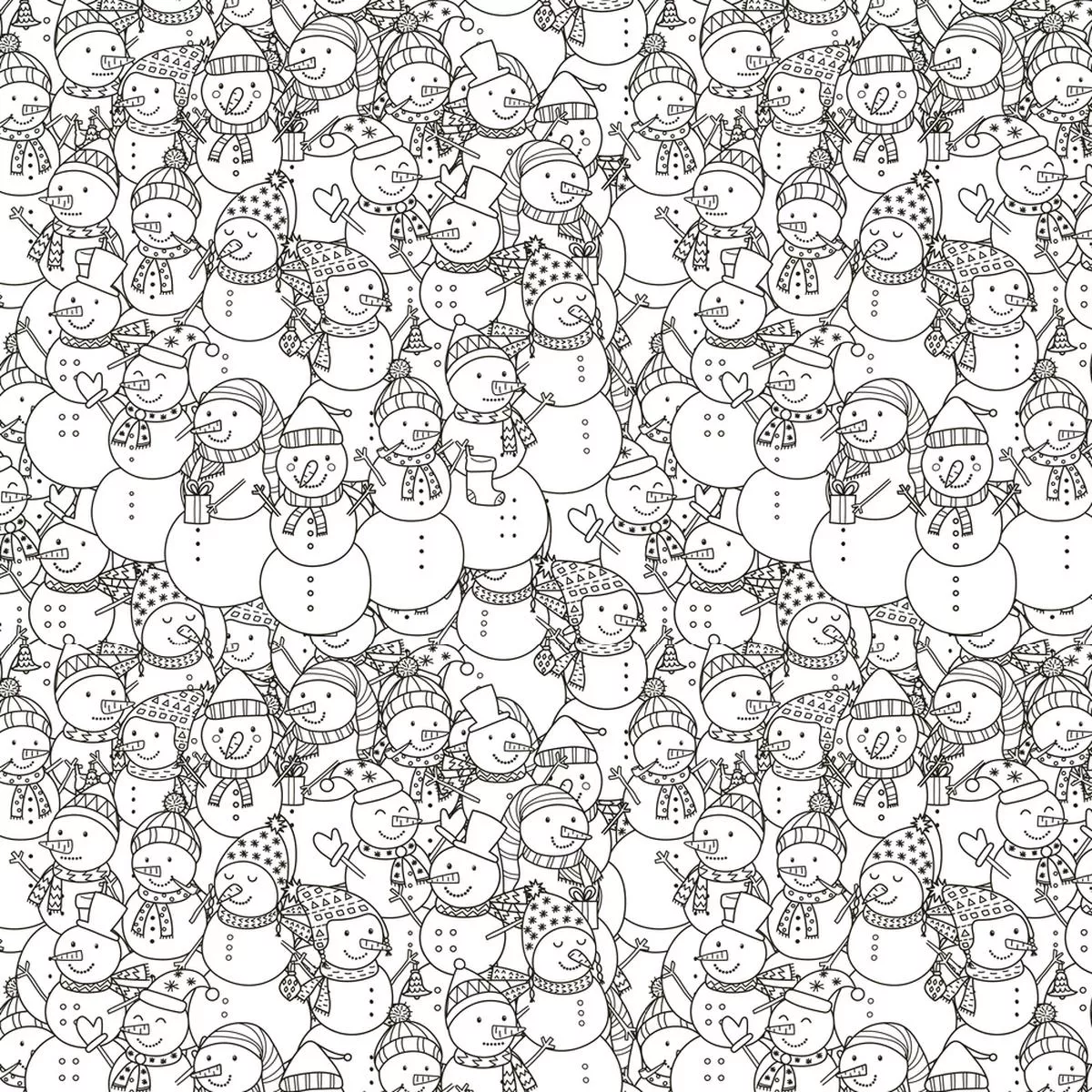 Happy Snowmen Fabric – Black