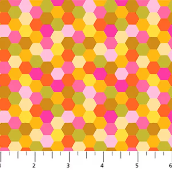 hexagons-citrus-by-anna-maria-textiles-piecework Hexagons - Citrus | by Anna Maria Textiles | Piecework