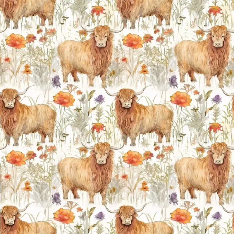 Highland Cows Pattern #16 Fabric