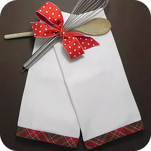 holiday-plaid-trim-kitchen-towel Holiday Plaid Trim Kitchen Towel