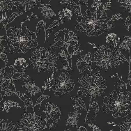 Honey Bee Wildflowers Black