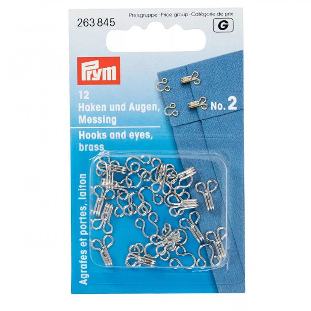 Hooks & Eyes Silver Coloured 12 Pairs – Prym